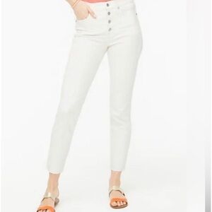 J Crew High Rise Vintage Straight Raw Hem Winter White Jeans Sz 32